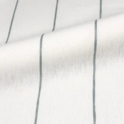 Light Green Wide Thin Striped 100% Linen Custom Made Flat Roman Shade, CL1003