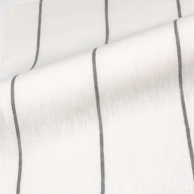 Light Green Wide Thin Striped 100% Linen Custom Made Flat Roman Shade, CL1003