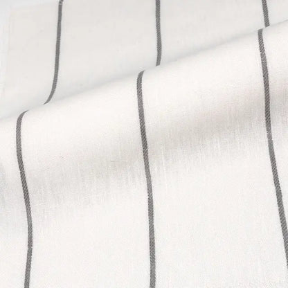 Light Green Wide Thin Striped 100% Linen Custom Made Flat Roman Shade, CL1003