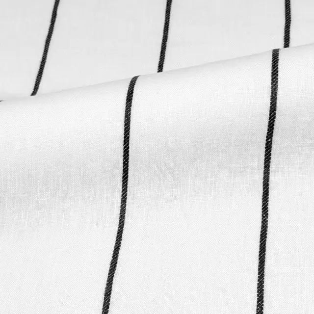 Light Green Wide Thin Striped 100% Linen Custom Made Flat Roman Shade, CL1003