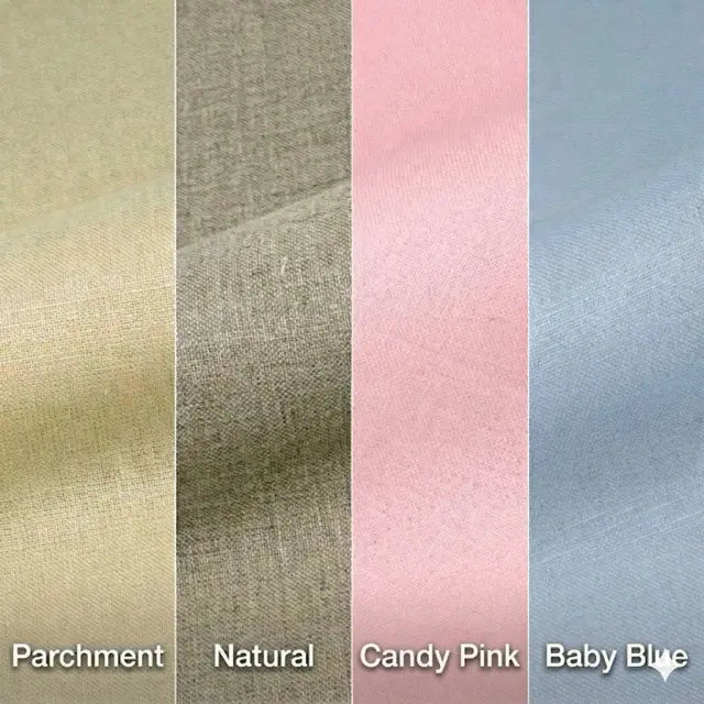 Pink Natural Linen Flat Roman Shade with Multi Color Pom Pom, Kid's Baby Nursery Room. Blackout Option, CL1010