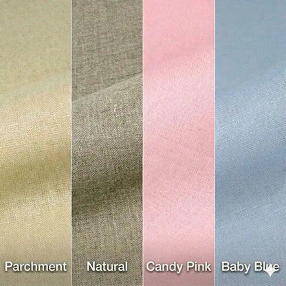 Pink Natural Linen Flat Roman Shade with Multi Color Pom Pom, Kid's Baby Nursery Room. Blackout Option, CL1010