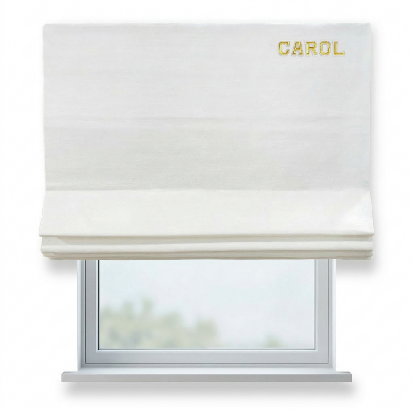 Personalized Name 100% Natural Linen Flat Roman Shade For Kid's & Nursery Room, CL1010