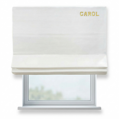 Personalized Name 100% Natural Linen Flat Roman Shade For Kid's & Nursery Room, CL1010