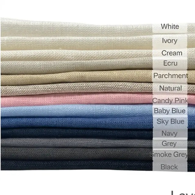 White Linen Relaxed Roman Shades with Black Bordered Trim | CL1010