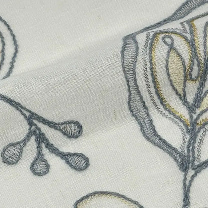 Leaf Floral Embroidery Sheer Linen Blend Fabric by the Yard, 54" Width,  CL1011
