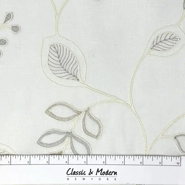Leaf Floral Embroidery Sheer Linen Blend Fabric by the Yard, 54" Width,  CL1011