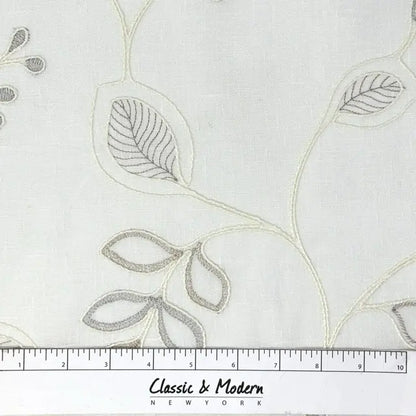 Leaf Floral Embroidery Sheer Linen Blend Fabric by the Yard, 54" Width,  CL1011