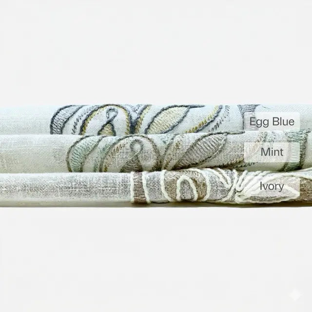 Leaf Floral Embroidery Sheer Linen Blend Fabric by the Yard, 54" Width,  CL1011