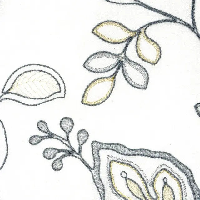 Leaf Floral Embroidery Sheer Linen Blend Fabric by the Yard, 54" Width,  CL1011
