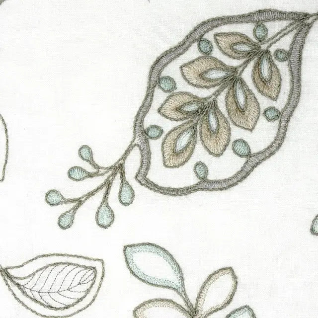 Leaf Floral Embroidery Sheer Linen Blend Fabric by the Yard, 54" Width,  CL1011