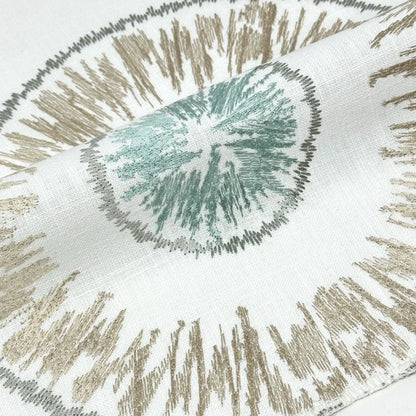 Retro Stitch Sunburst Embroidery Linen Relaxed Roman Shade, CL1018