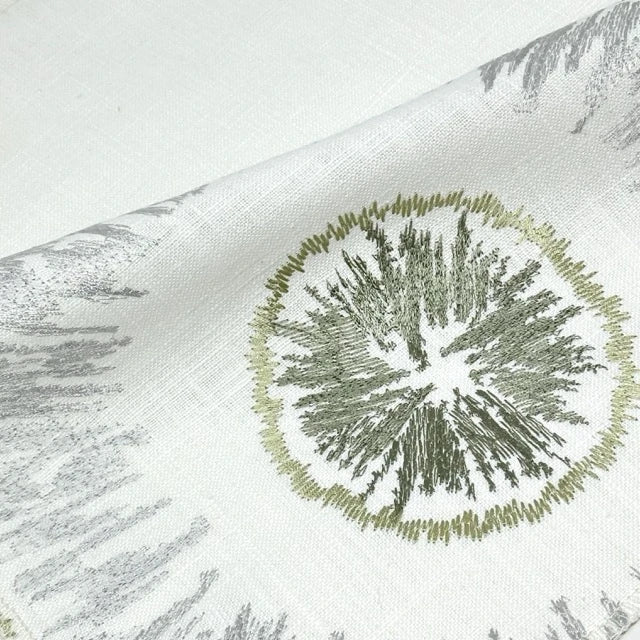 Retro Stitch Sunburst Embroidery Linen Relaxed Roman Shade, CL1018