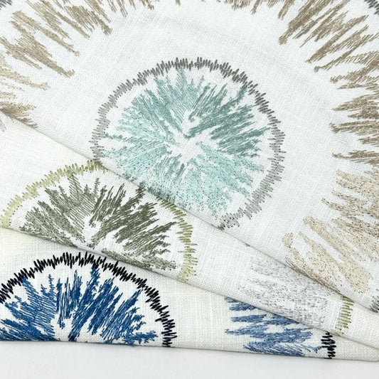 Retro Stitch Sunburst Embroidery Linen Blend Fabric | 54"Width | CL1018