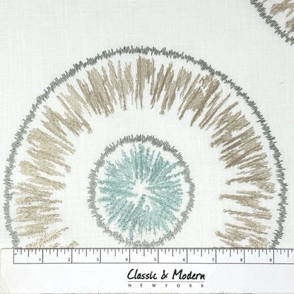 Retro Stitch Sunburst Embroidery Linen Relaxed Roman Shade, CL1018