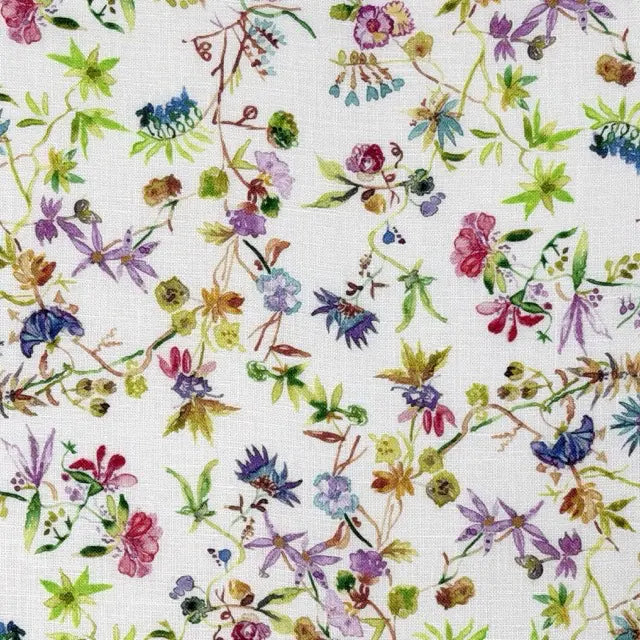 Floral Print 100% Linen Fabric By The Yard, 58"Width, CL1021