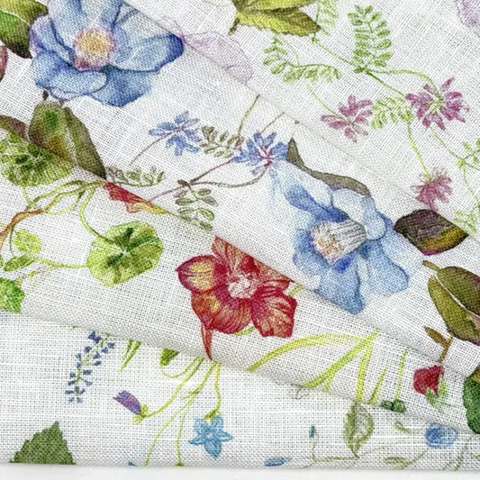 Floral Print 100% Linen Fabric By The Yard | 58"Width | CL1021