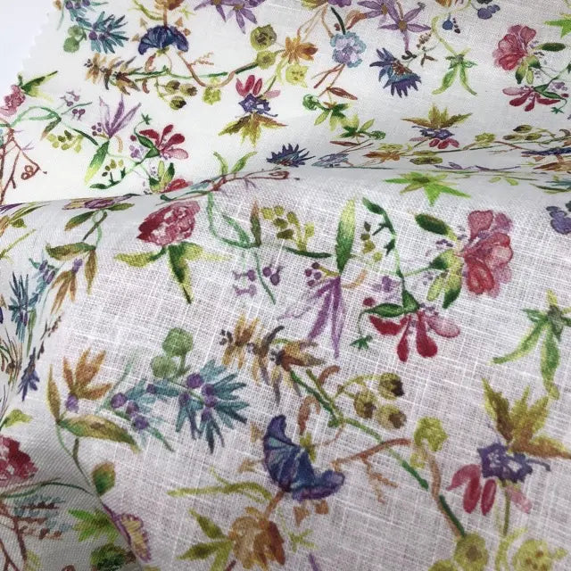 Floral Print 100% Linen Fabric By The Yard, 58"Width, CL1021