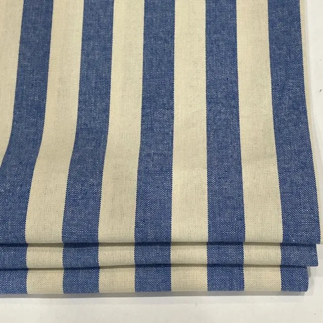 Classic Cabana Stripe 100% Cotton Fabric Flat Roman Shade, CL1025