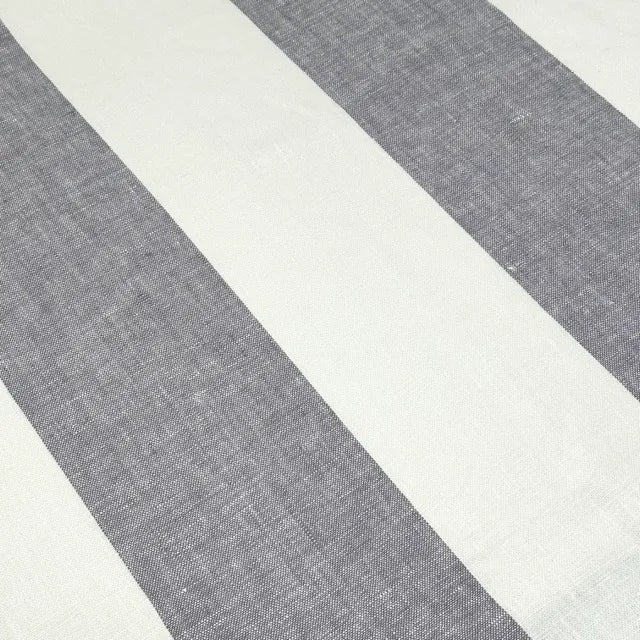 Ciel and White Striped 100% Linen Flat Roman Shade, CL1026