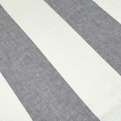 Ciel and White Striped 100% Linen Flat Roman Shade, CL1026