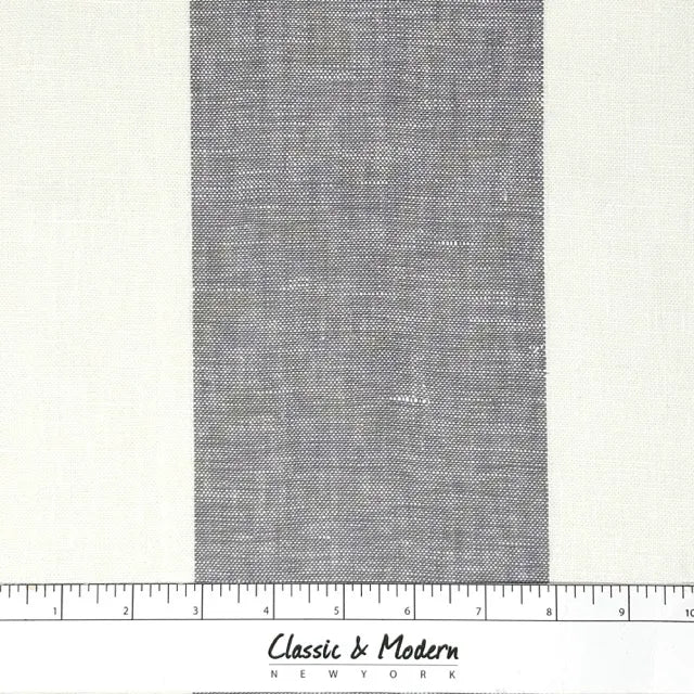Ciel and White Striped 100% Linen Flat Roman Shade, CL1026