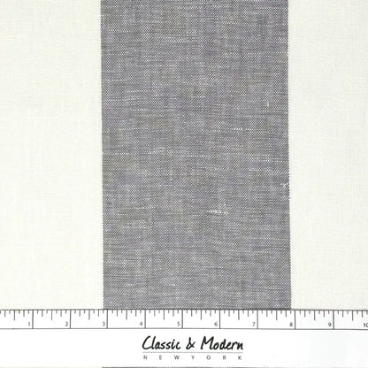 Ciel and White Striped 100% Linen Flat Roman Shade, CL1026