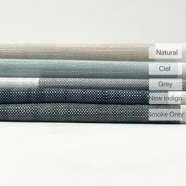 Ciel and White Striped 100% Linen Flat Roman Shade, CL1026