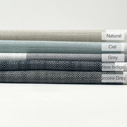 White Gray 100% Linen Wide Stripe Flat Roman Shade, CL1026