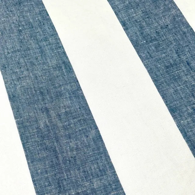 Ciel and White Striped 100% Linen Flat Roman Shade, CL1026