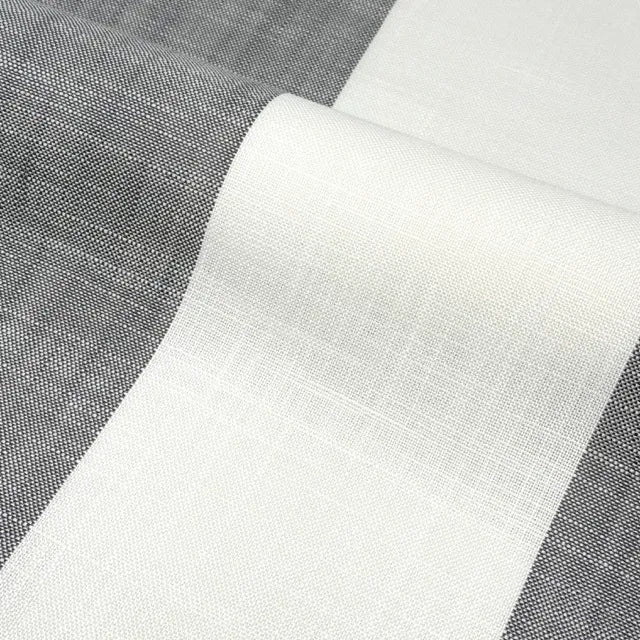 Ciel and White Striped 100% Linen Flat Roman Shade, CL1026