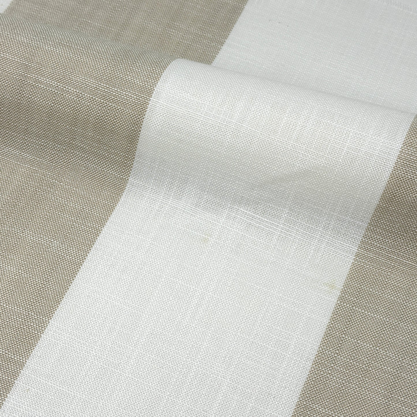 Ciel and White Striped 100% Linen Wide Stripe Flat Roman Shade, CL1026
