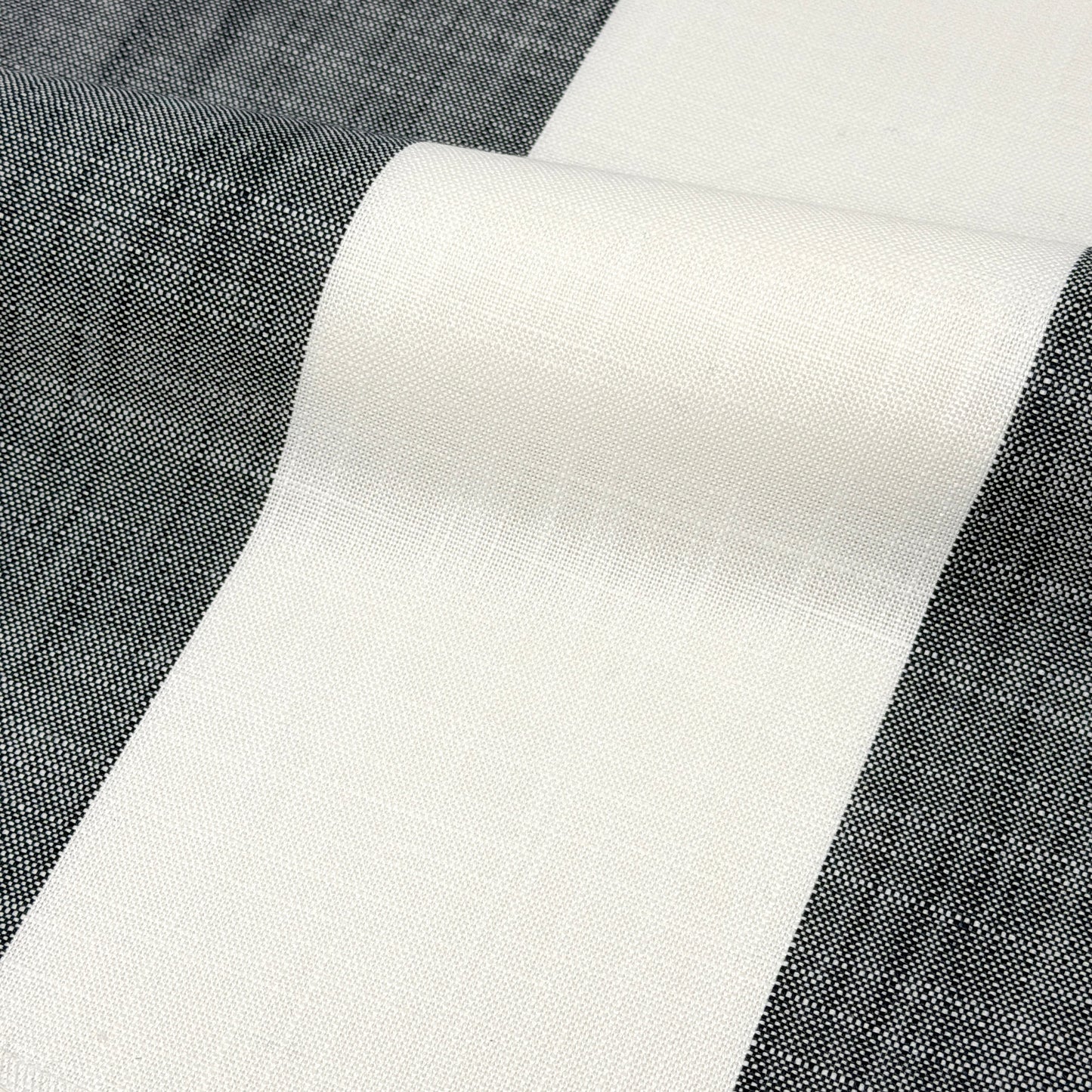 Beige & White 100% Linen Wide Stripe Flat Roman Shade, CL1026