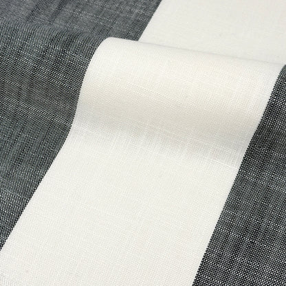 Beige & White 100% Linen Wide Stripe Flat Roman Shade, CL1026