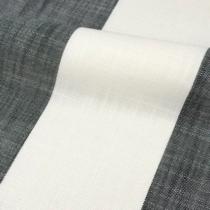 Ciel and White Striped 100% Linen Flat Roman Shade, CL1026