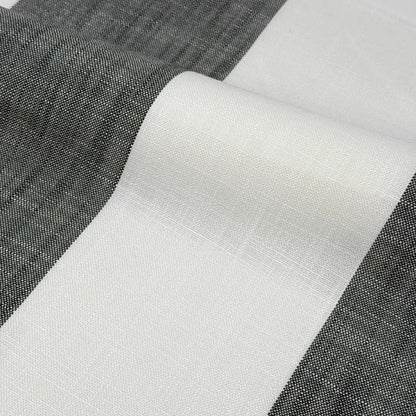 Ciel and White Striped 100% Linen Flat Roman Shade, CL1026
