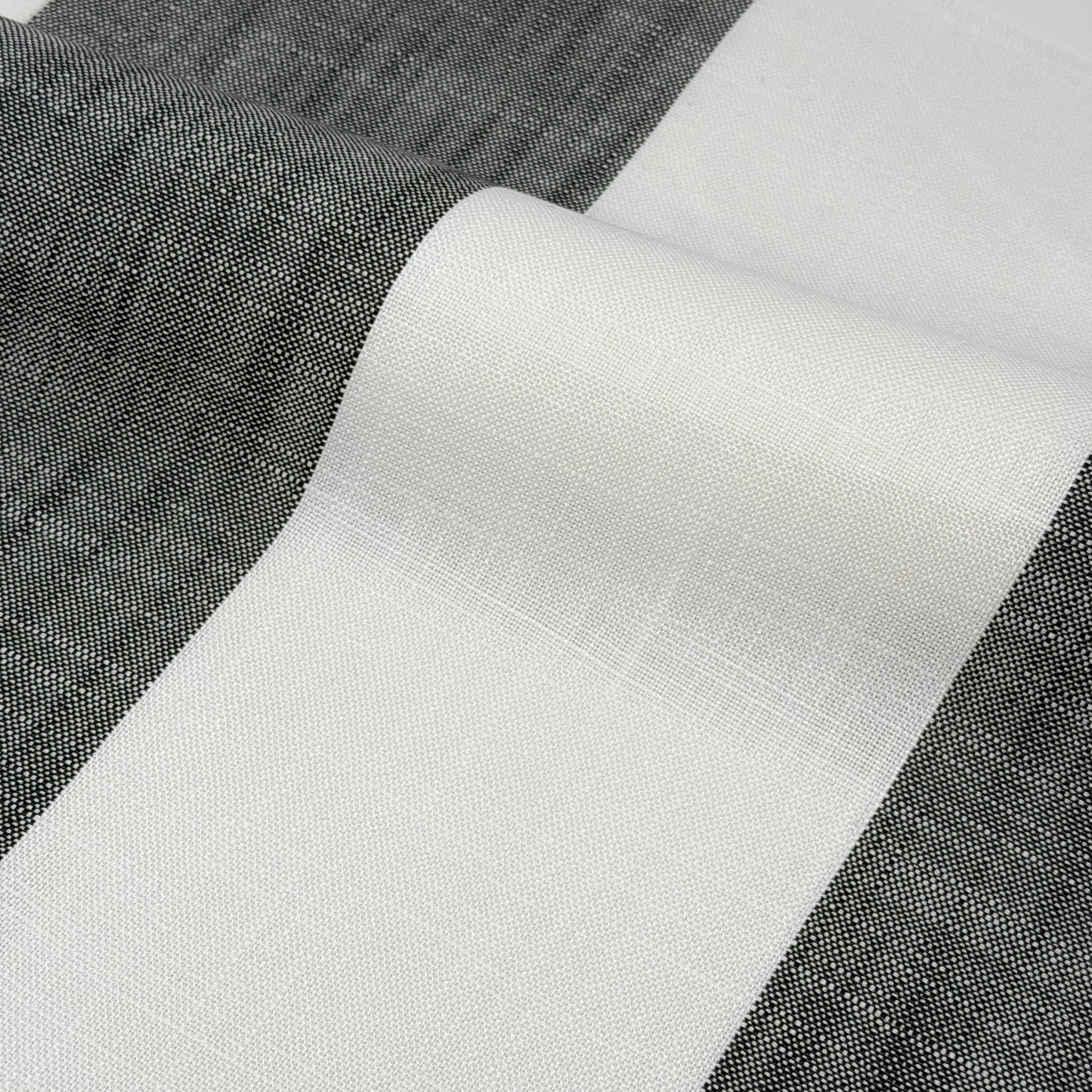 Dark Gray White Wide Stripe Linen Relaxed Roman Shade, CL1026