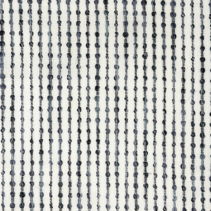 Dot Embroidered Blue Indigo Stripe Sheer Blend Linen Fabric Flat Roman Shade, CL1032