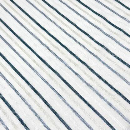 Multi Stripe Grey Indigo Sheer Linen Fabric By The Yard, 118"Width, CL1033