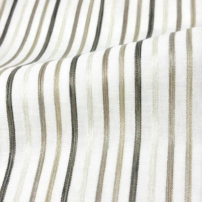 Multi Stripe Grey Indigo Sheer Linen Fabric By The Yard, 118"Width, CL1033
