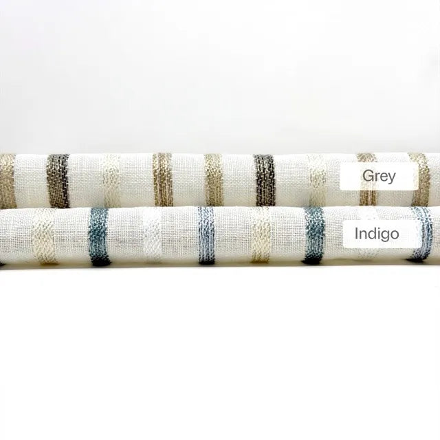 Multi Stripe Grey Indigo Sheer Linen Fabric By The Yard, 118"Width, CL1033
