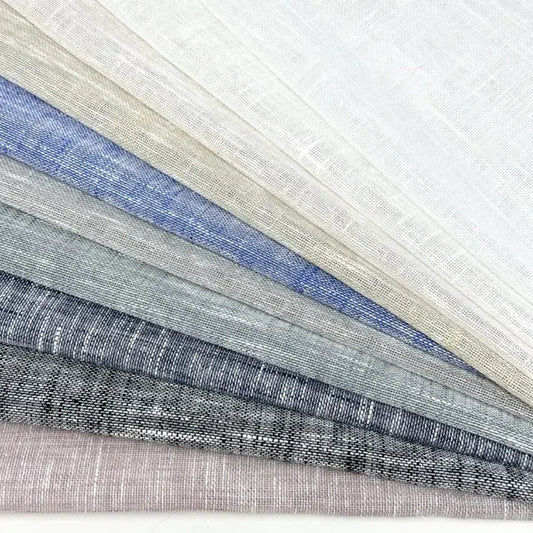 Modern Grey Open-Weave Sheer Linen Blend Fabric Flat Roman Shade | CL1034