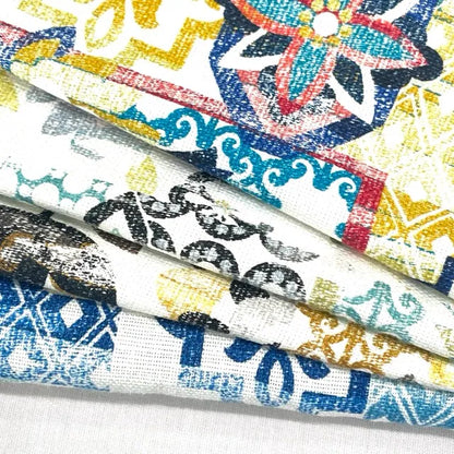Bohemian Medallion Mosaic Geometric Contemporary Linen Custom Roman Shade, CL1036
