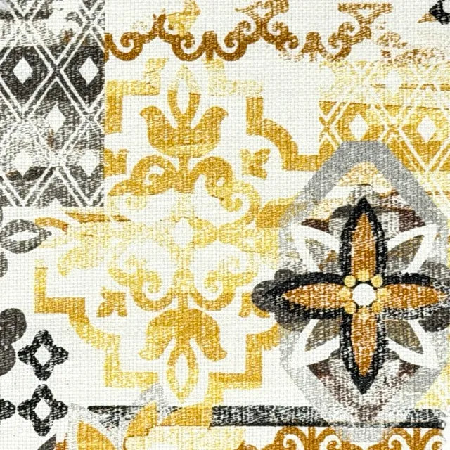 Bohemian Medallion Mosaic Geometric Contemporary Linen Custom Roman Shade, CL1036