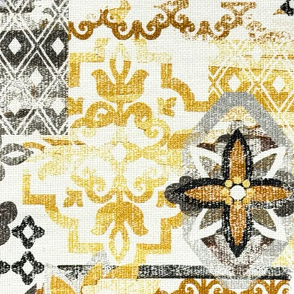 Bohemian Medallion Mosaic Geometric Contemporary Linen Custom Roman Shade, CL1036