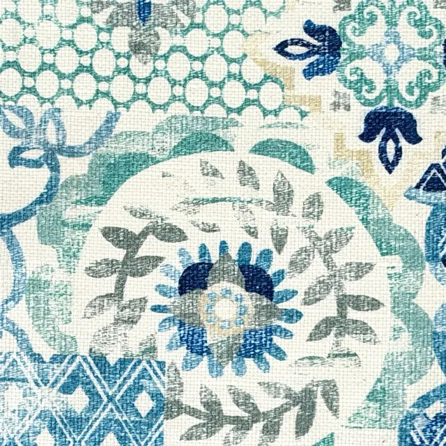 Bohemian Medallion Mosaic Geometric Contemporary Linen Custom Roman Shade, CL1036