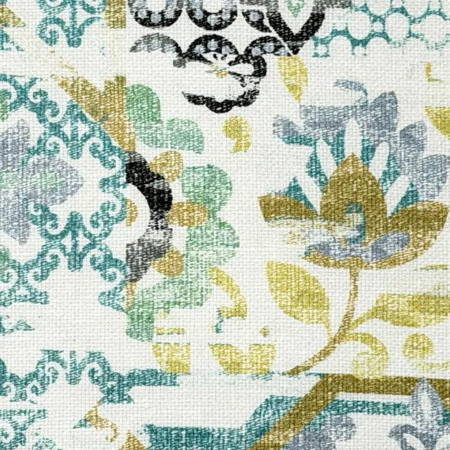 Bohemian Medallion Mosaic Geometric Contemporary Linen Custom Roman Shade, CL1036