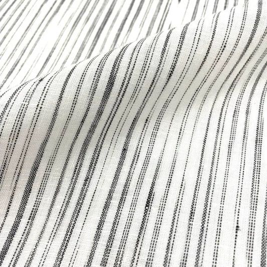 Narrow Irregular Stripe 100% Natural Linen Fabric by the Yard | 52"Width | CL1039
