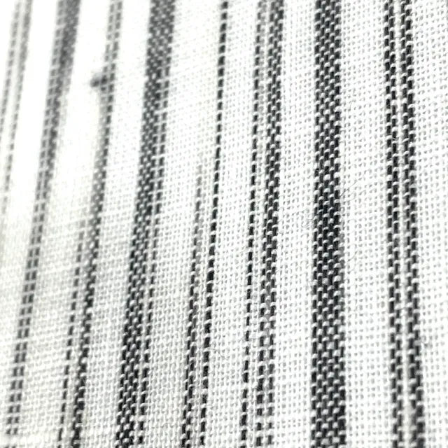 Narrow Irregular Stripe 100% Natural Linen Custom Made Flat Roman shade | CL1039