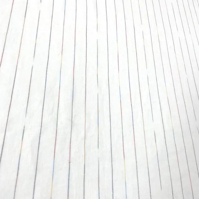 Thin Striped Multi Colors 100% Natural Linen Flat Relaxed Casual Roman Shade | CL1043